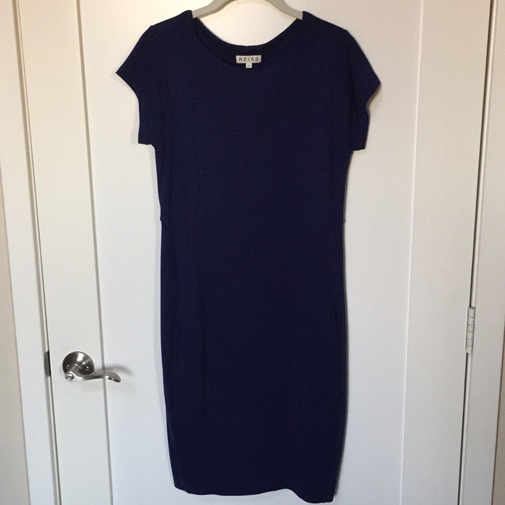 Reiss stretch blue jersey dress XS